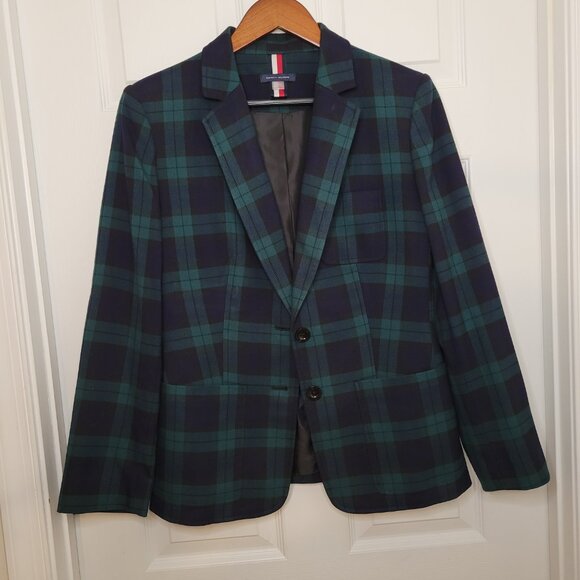 Tommy Hilfiger Plaid Blazer Sz 10 Boss Lady Vibe - Picture 2 of 14